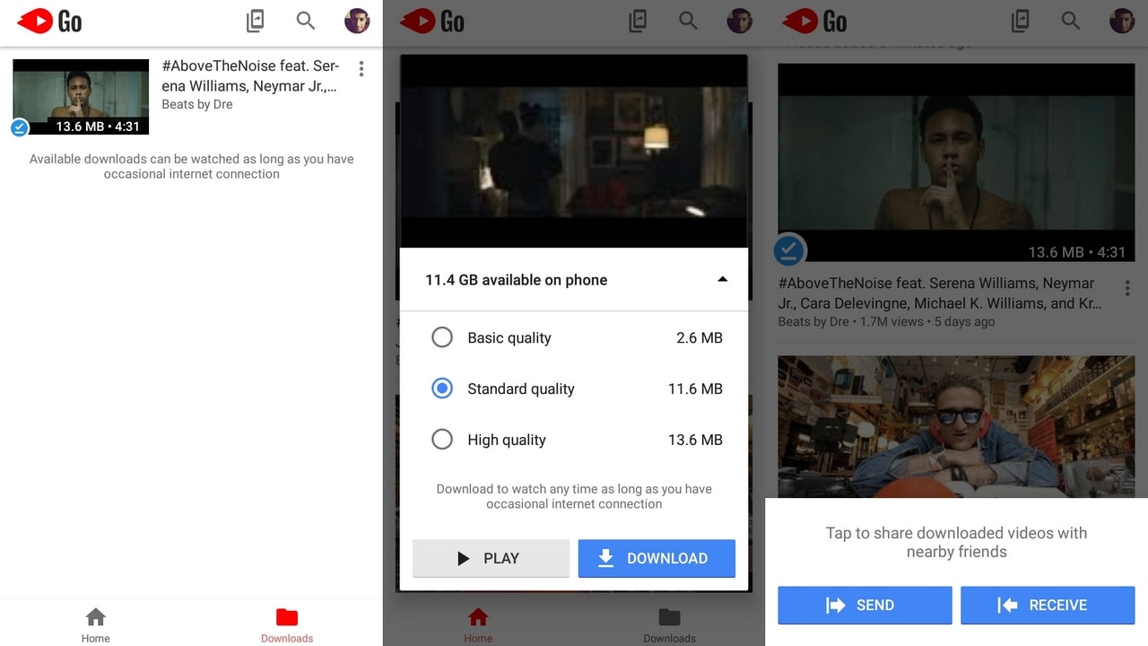 The interface on the YouTube Go is relatable but misses on a number of features.