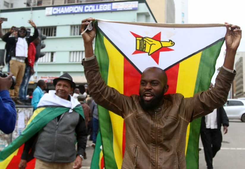Protesters gather calling for Zimbabwean President Robert Mugabe to step down in Harare. Reuters