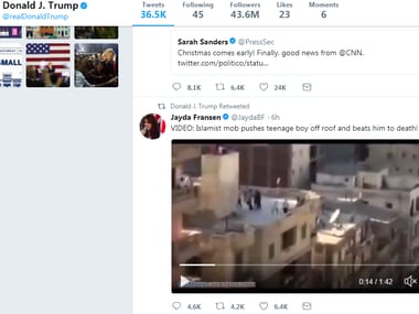 Screengrab of the Donald Trump's twitter account.