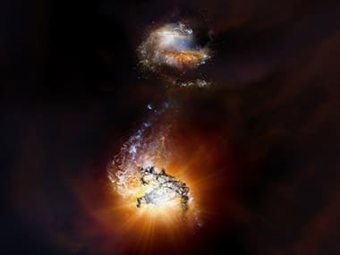 An artist's impression of the merging galaxies. Image: National Radio Astronomy Observatory 