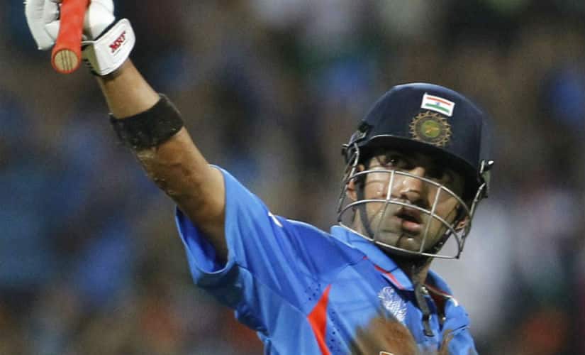 Gautam Gambhir acknowledges the crowd after scoring his fifty during 2011 World Cup final against Sri Lanka in Mumbai. Reuters