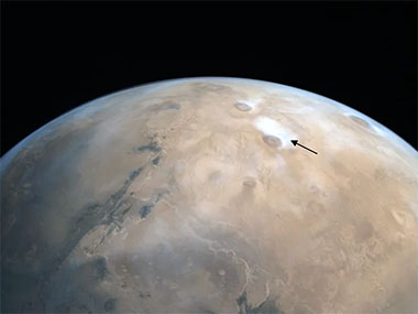 ISRO releases image of Mars featuring major volcanoes in the Tharsis region captured by Mangalyaan ISRO releases image of Mars featuring major volcanoes in the Tharsis region captured by Mangalyaan