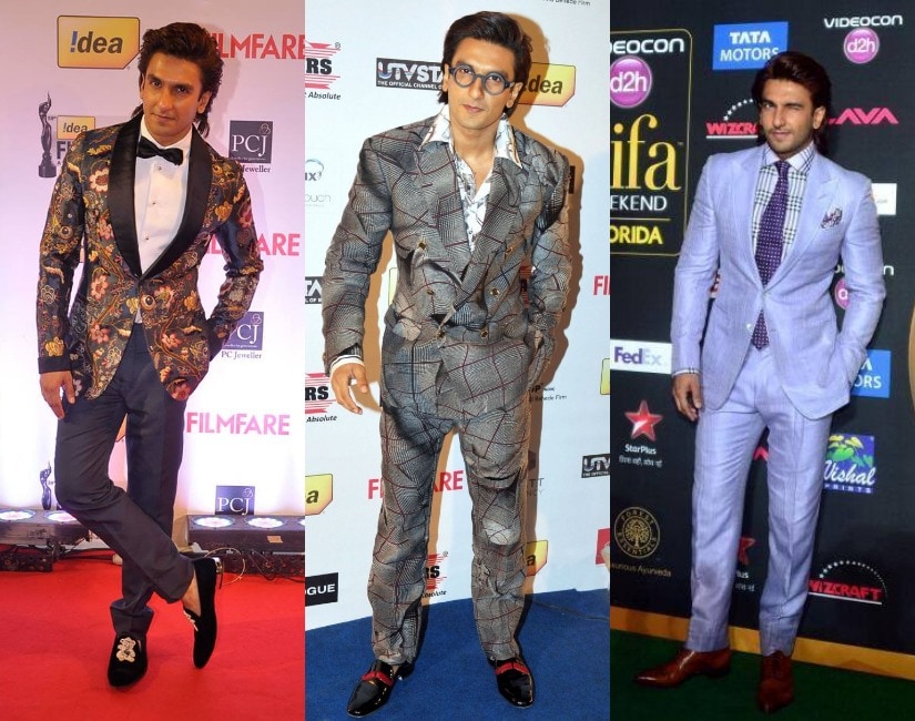 Ranveer Singh made heads turn with his usual fashion statements, in a non- formal suit with a dragon motif on the pants. Photo