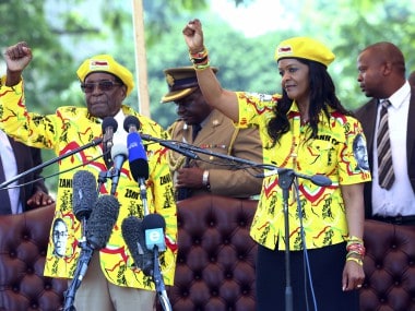 File photo of Zimbabwe's President Robert Mugabe and his wife Grace. AP