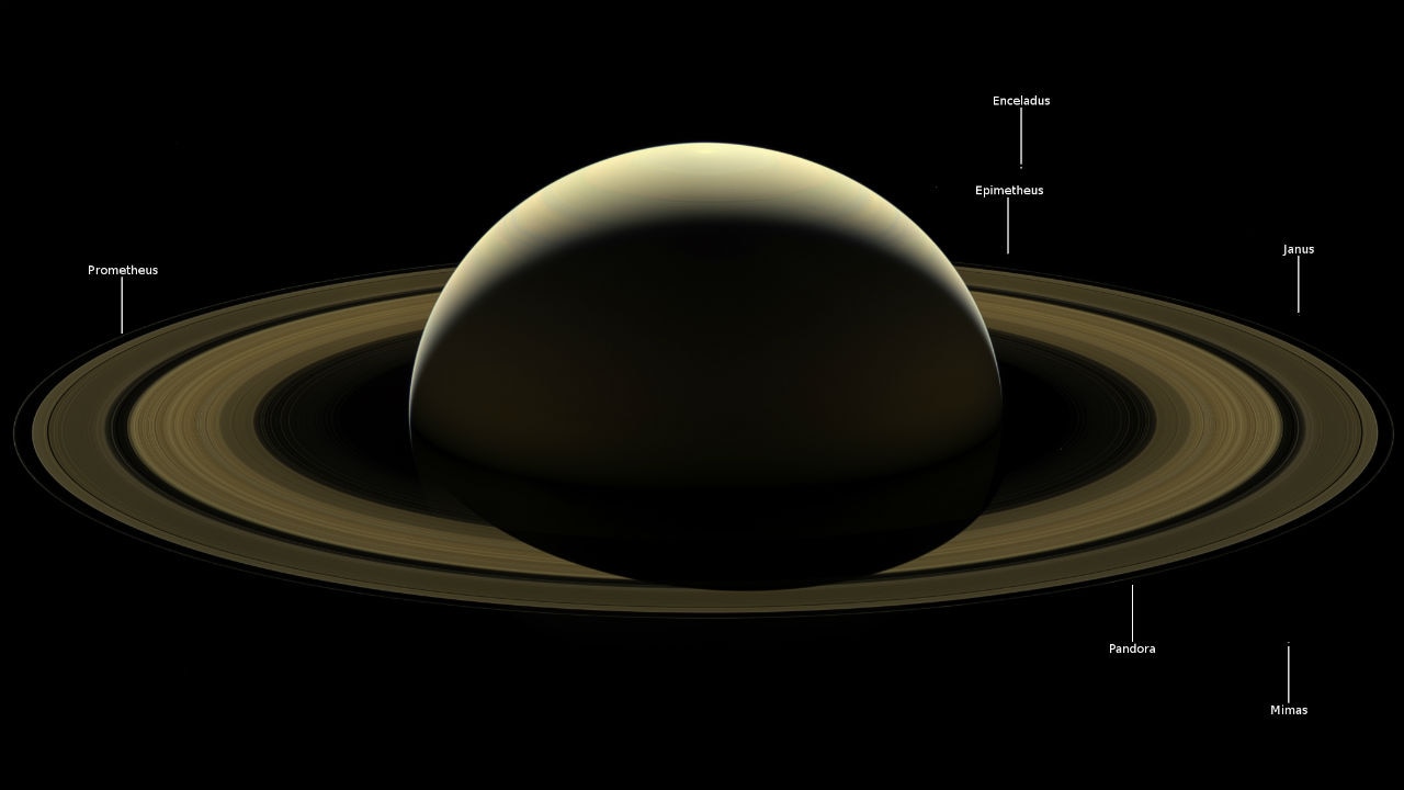 Some moons of Saturn can be seen in the image. Image: NASA. Some moons of Saturn can be seen in the image. Image: NASA.
