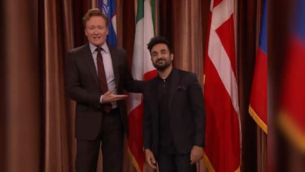 Vir Das appears on Conan O'Brien's talk show, discusses world news and Donald Trump