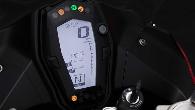 The on-bpard race computer on the TVS Apache RR 310. Image: TVS Apache