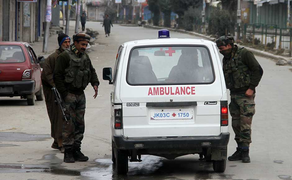 These restrictions were placed as a precautionary measure in view of a call for protests by separatist group Joint Resistance Leadership (JRL). JRL prominently includes separatist leaders Syed Ali Geelani, Mirwaiz Umar Farooq and Muhammad Yasin Malik. Security forces checking an ambulance in Lal Chowk, the entry point to Anantnag. Firstpost/Sameer Mushtaq These restrictions were placed as a precautionary measure in view of a call for protests by separatist group Joint Resistance Leadership (JRL). JRL prominently includes separatist leaders Syed Ali Geelani, Mirwaiz Umar Farooq and Muhammad Yasin Malik. Security forces checking an ambulance in Lal Chowk, the entry point to Anantnag. Firstpost/Sameer Mushtaq