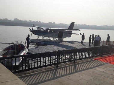 Prime Minister Narendra Modi travelled from a sea-plane from Sabarmati river in the city to Dharoi dam in Mehsana district. Twitter/BJPGujarat