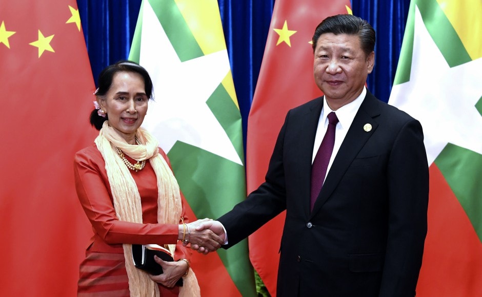 Chinese president Xi Jinping and Myanmar’s state counsellor and foreign minister Aung San Suu Kyi touted their nations' close ties on Friday at the CPC dialogue. AP