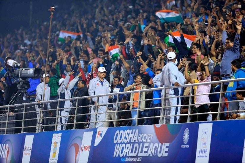 Fans at the Kalinga Stadium during India's quarter-final match against Belgium. Firstpost