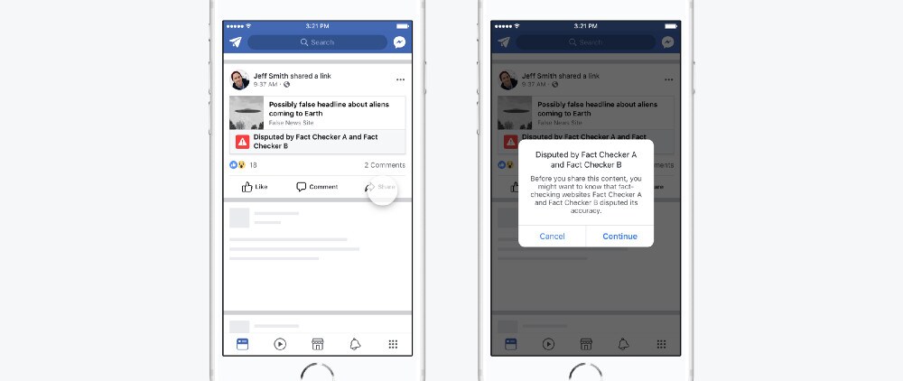 The former Disputed Flags treatment for misinformation in the News Feed. Facebook
