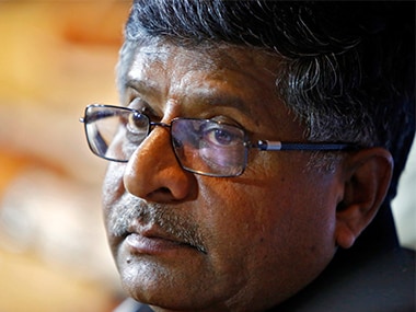 File photo of India's Law and IT Minister, Ravi Shankar Prasad. Image: Reuters