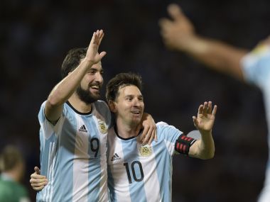 File image of Argentina's Gonzalo Higuain and Lionel Messi. AFP