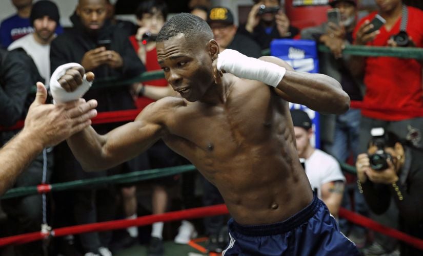 Guillermo Rigondeaux works out with his trainer at a Manhattan gym. AP