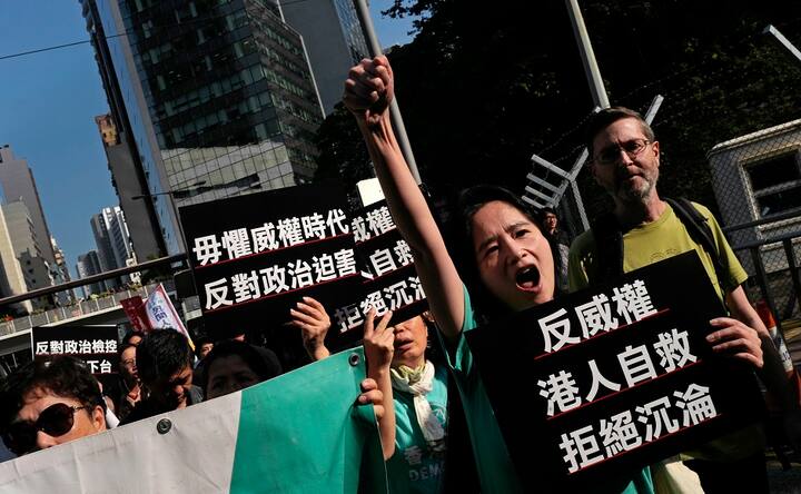 Joshua Wong leads 'anti-authoritarian' protest in Hong Kong amidst growing Chinese pressure