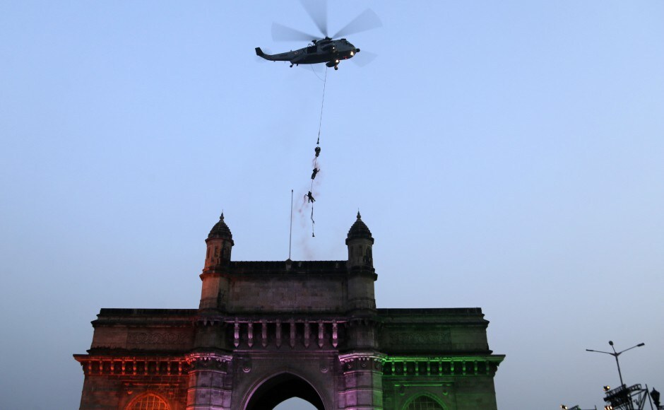 As part of Navy Week 2017 activities, Indian Navy personnel displayed their skills over the Arabian sea in Mumbai on Wednesday. AP As part of Navy Week 2017 activities, Indian Navy personnel displayed their skills over the Arabian sea in Mumbai on Wednesday. AP