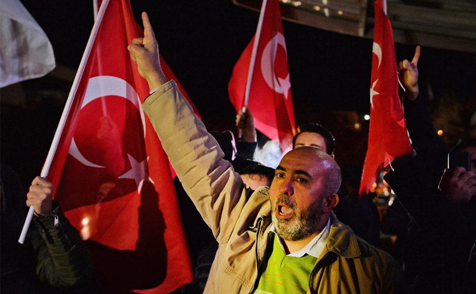 Protests also spread to Turkey where demonstrators, some holding Turkey's flags, chant anti-US slogans during a demonstration near the US embassy in Ankara. AP Protests also spread to Turkey where demonstrators, some holding Turkey's flags, chant anti-US slogans during a demonstration near the US embassy in Ankara. AP