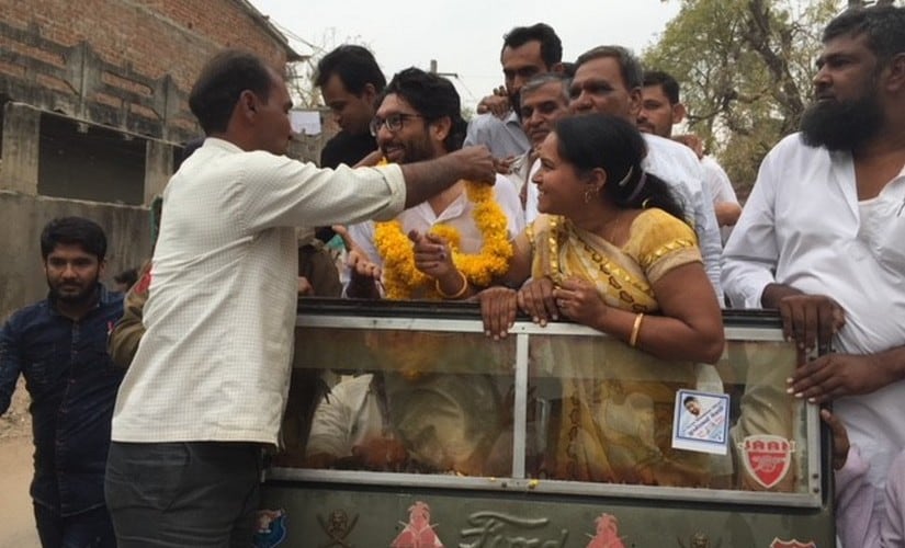 Jignesh Mewani during a road show at Valsad. Firstpost/Amitesh