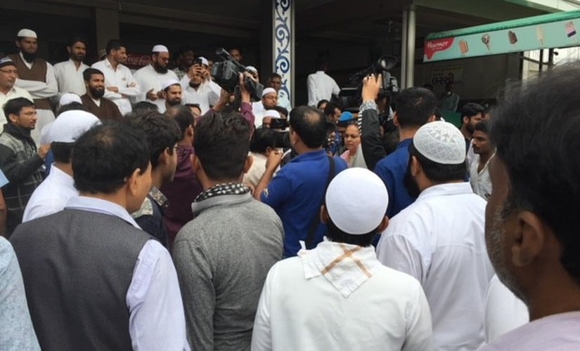 Muslim supporters gather at Jignesh Mevani's road show. Firstpost/ Amitesh