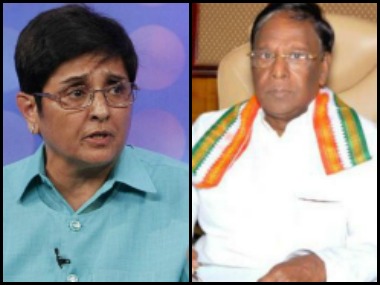 Puducherry CM V Narayanasamy buries hatchet for the time being, greets L-G Kiran Bedi on birthday Puducherry CM V Narayanasamy buries hatchet for the time being, greets L-G Kiran Bedi on birthday