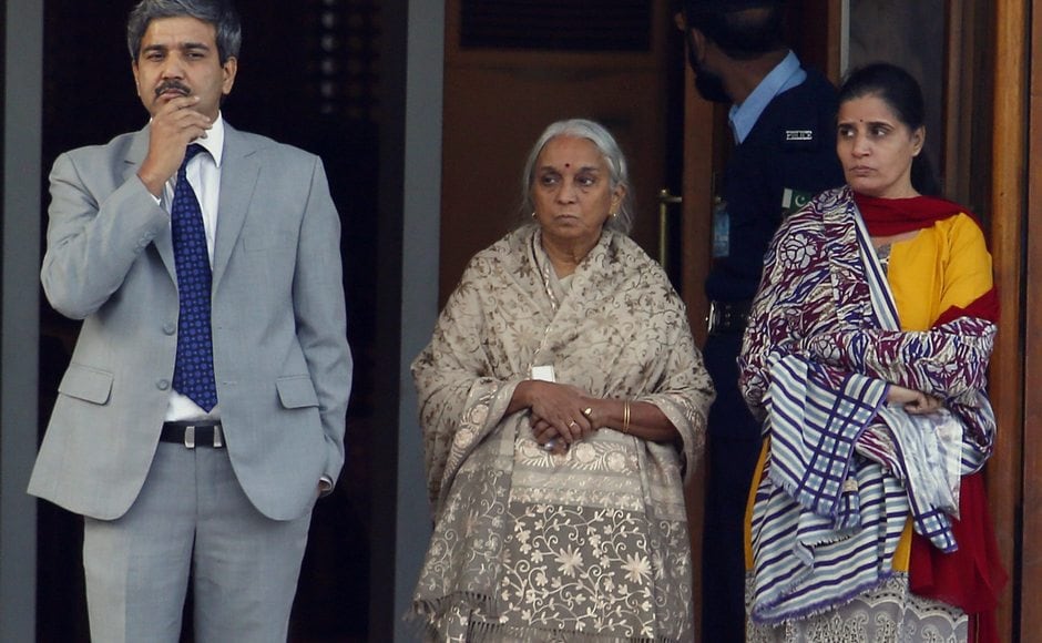 The meeting started at around 1.35 pm and lasted about 40 minutes, after which Jadhav's wife and mother were driven away in a white SUV to the Indian consulate. The two women later took a flight to New Delhi via Muscat. AP The meeting started at around 1.35 pm and lasted about 40 minutes, after which Jadhav's wife and mother were driven away in a white SUV to the Indian consulate. The two women later took a flight to New Delhi via Muscat. AP