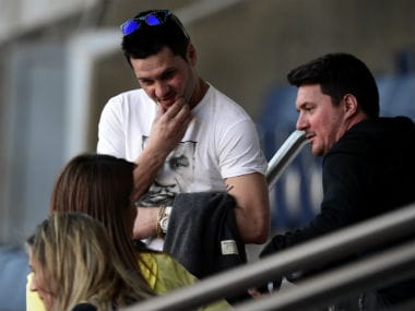 Matias Messi (L) at the Parc de Princes Stadium in Paris. AFP