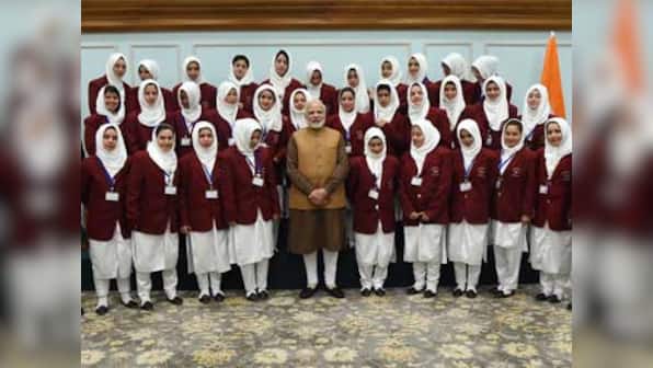 Narendra Modi meets schoolgirls from Jammu and Kashmir; discusses Swachh Bharat, benefits of yoga