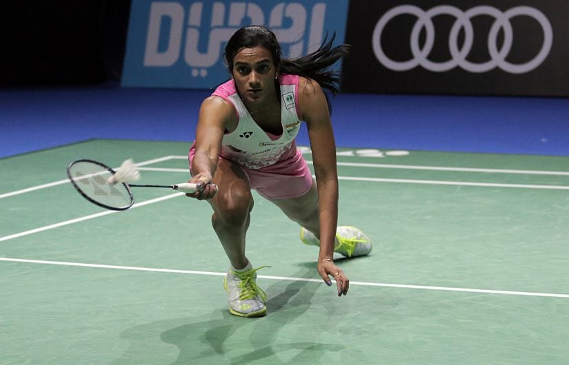 India's PV Sindha returns a shot to Japan's Akane Yamaguchi during the Dubai World Superseries Finals. AFP