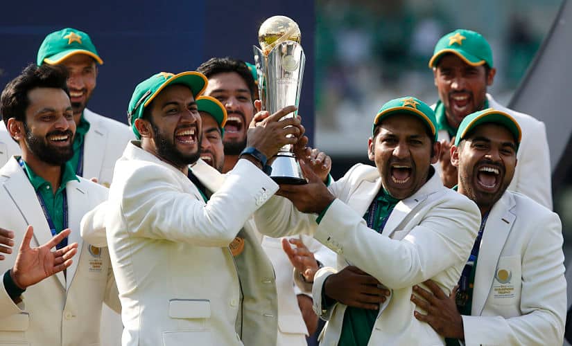 Pakistan celebrate winning the ICC Champions Trophy. Reuters