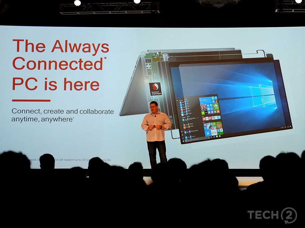 Qualcomm introduces the Always-Connected PC. Image: tech2/Anirudh Regidi