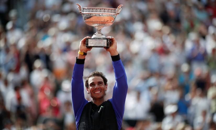 Rafael Nadal celebrates with the Roland Garros trophy after winning the French Open final against Stan Wawrinka. Reuters 