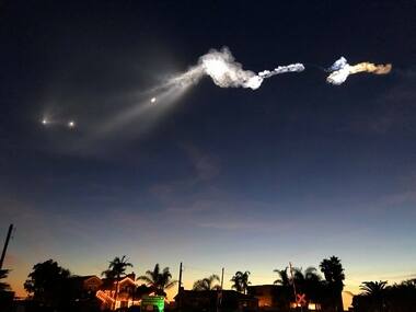 SpaceX's Falcon 9 launch lights up LA sky with a dazzling display that some mistake for an alien invasion
