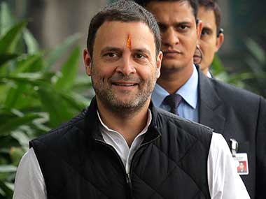 Congress party vice-president Rahul Gandhi arrives to file his nomination papers at the party headquarters, in New Delhi. AP