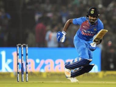 KL Rahul plays a shot during the first T20 against Sri Lanka at the Barabati Stadium in Cuttack on Wednesday. AFP