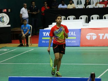 Riya Mukherjee celebrates after beating Ira Sharma in the semi-final. Tata Open