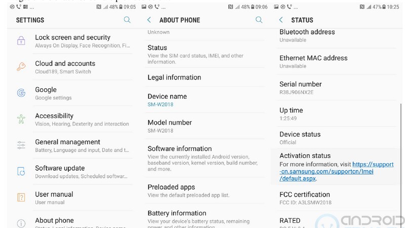 Samsung W2018. FCC