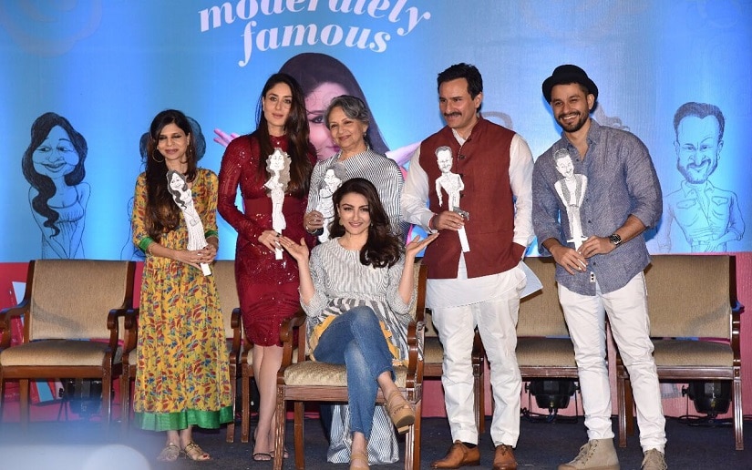 Soha Ali Khan's book launch. From left: Saba Ali Khan, Kareena Kapoor, Sharmila Tagore, Saif Ali Khan and Kunal Kemmu