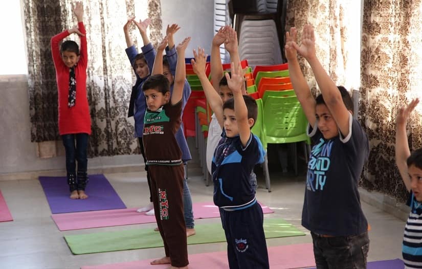 Yoga and meditation classes in the camps. 