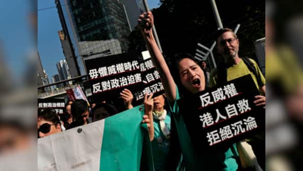 Around 1,000 participate in 'anti-authoritarian' protest in Hong Kong against growing Chinese pressure