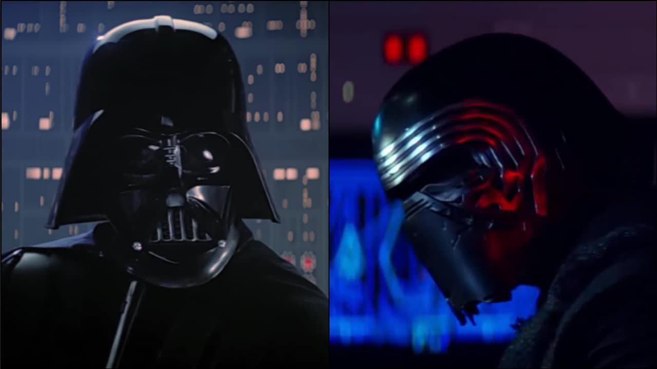 Darth Vader (left) and Kylo Ren. Screenshots from YouTube videos