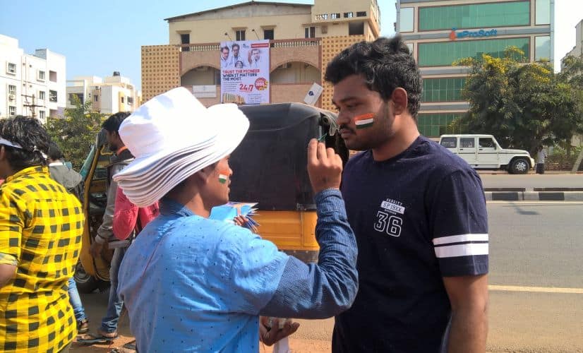 Fans getting ready to support for India in Visakhapatnam on Sunday. Firstpost/ Shantanu Srivastava