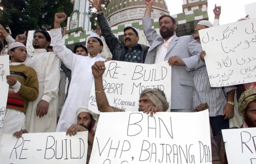 Protests after the mosque's demolition. Reuters