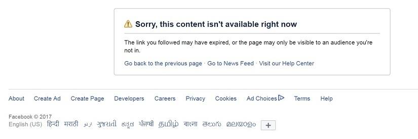 Facebook screenshot