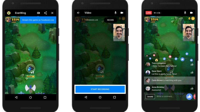 Instant Games on Facebook Messenger allows live streaming.