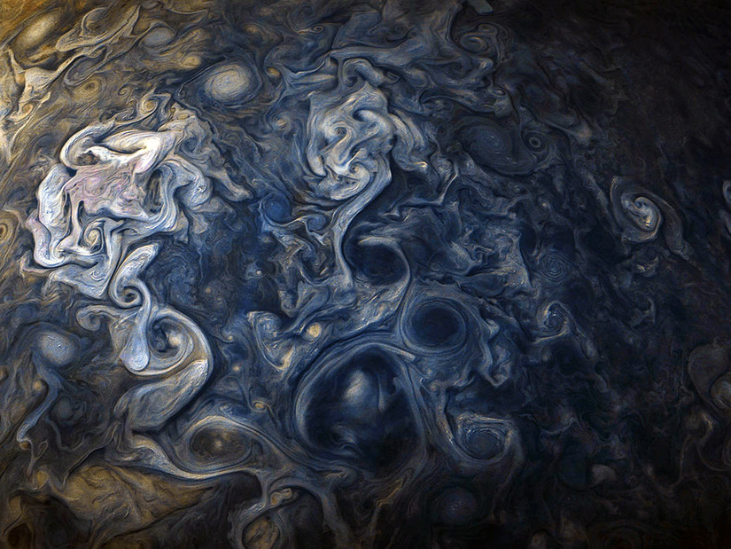 NASA releases image of Jovian clouds in stunning shades of blue captured by the Juno spacecraft NASA releases image of Jovian clouds in stunning shades of blue captured by the Juno spacecraft