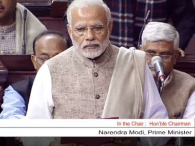 Prime Minister Narendra Modi addresses the Upper House on Friday.