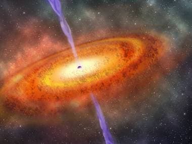 This artist's concept shows the most distant supermassive black hole ever discovered. NASA