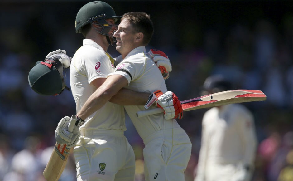 Maintaining his good form, Shaun Marsh scored his second century in the series. Here he embraces his brother Mitchell after reaching the three-figure mark. AP Maintaining his good form, Shaun Marsh scored his second century in the series. Here he embraces his brother Mitchell after reaching the three-figure mark. AP