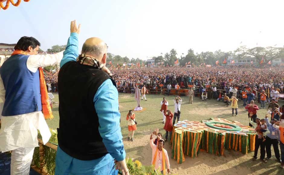 Shah claimed that in a small state like Tripura, which has a population of a little over 36 lakh, seven lakh youths were unemployed. Shah claimed that in a small state like Tripura, which has a population of a little over 36 lakh, seven lakh youths were unemployed.